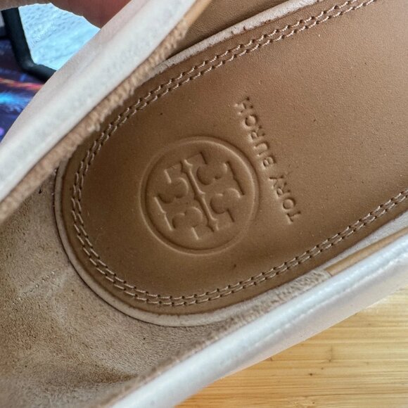 Size‎ 10.5 Tory Burch Womens Cream Chelsea 50mm Soft Nappa Leather Pump Shoes - Picture 8 of 9